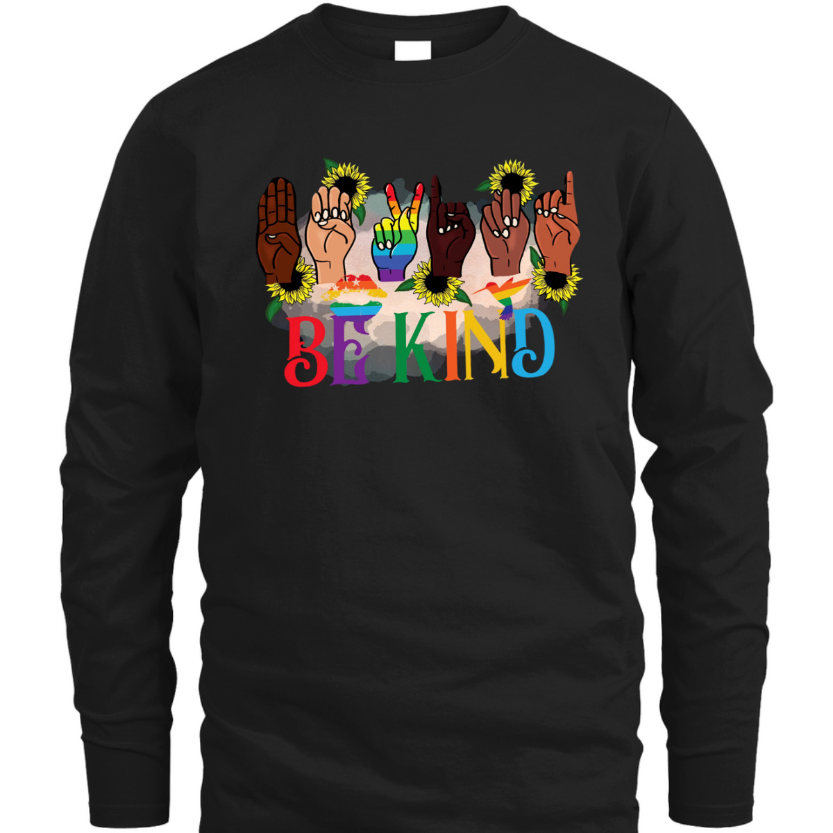 Be Kind Hand Sign Language Hand Talking LGBTQFlag Gay Pride T-Shirt