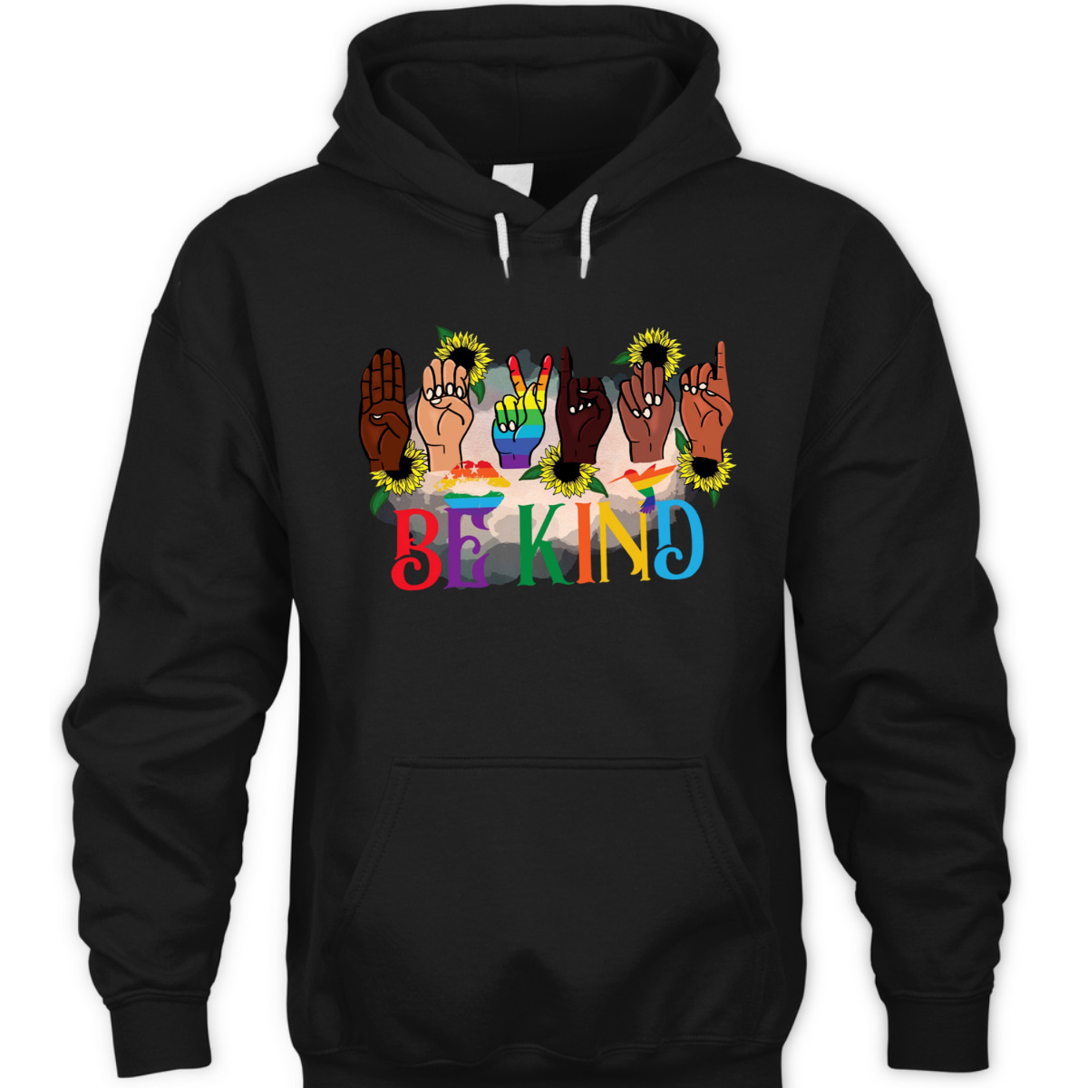 Be Kind Hand Sign Language Hand Talking LGBTQFlag Gay Pride T-Shirt