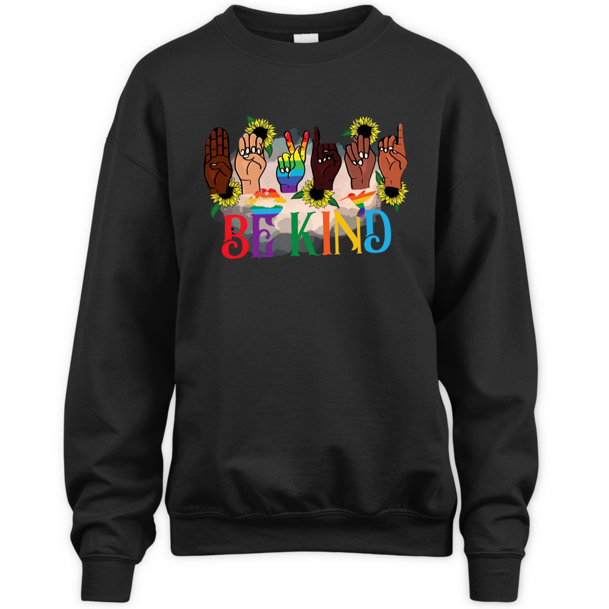 Be Kind Hand Sign Language Hand Talking LGBTQFlag Gay Pride T-Shirt