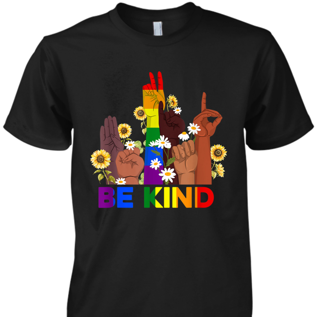 Be Kind Sign Language Hand Rainbow LGBT Gay Lesbian Pride T-Shirt