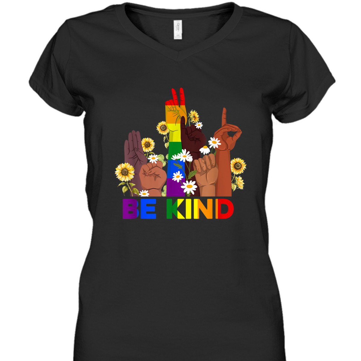 Be Kind Sign Language Hand Rainbow LGBT Gay Lesbian Pride T-Shirt