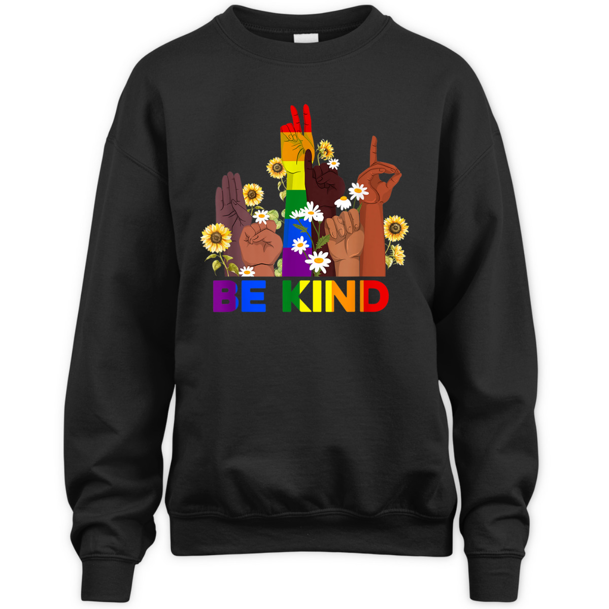 Be Kind Sign Language Hand Rainbow LGBT Gay Lesbian Pride T-Shirt