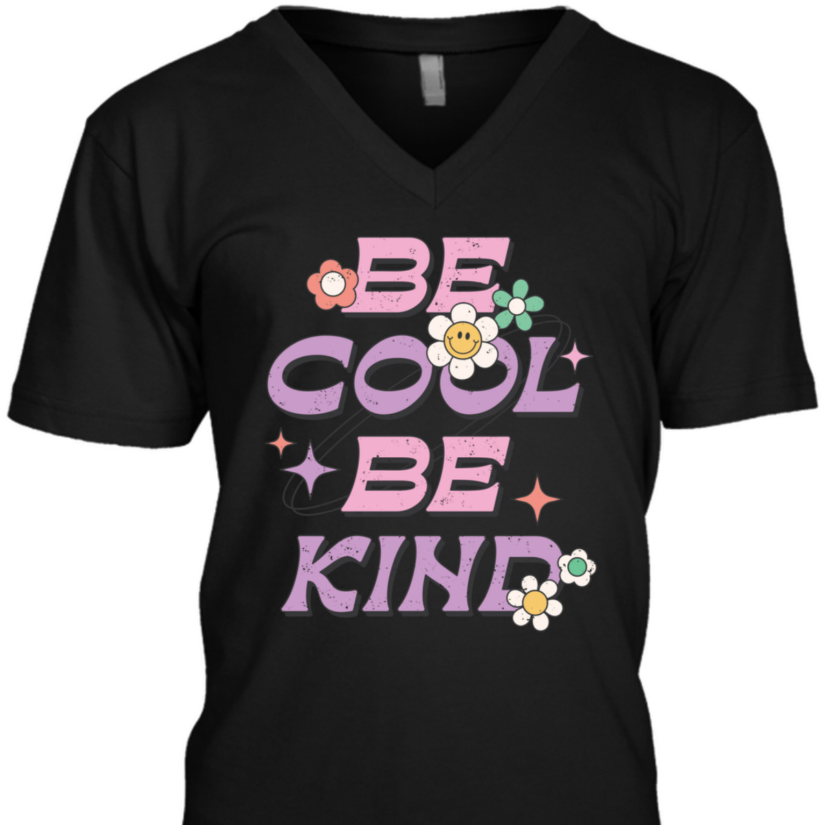 Be Cool Be Kind Happy Daisy Retro Pink Purple Positivity Y2K T-Shirt