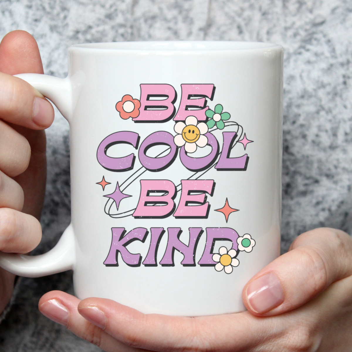 Be Cool Be Kind Happy Daisy Retro Pink Purple Positivity Y2K T-Shirt