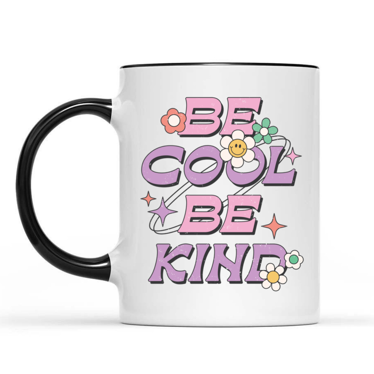 Be Cool Be Kind Happy Daisy Retro Pink Purple Positivity Y2K T-Shirt