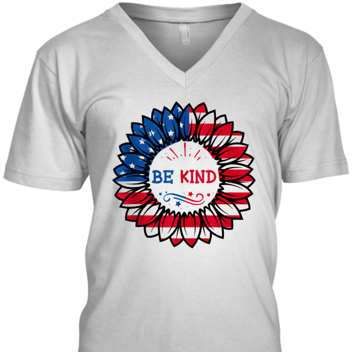4th Of July Be Kind Sunflower Red White And Blue Gifts T-Shirt