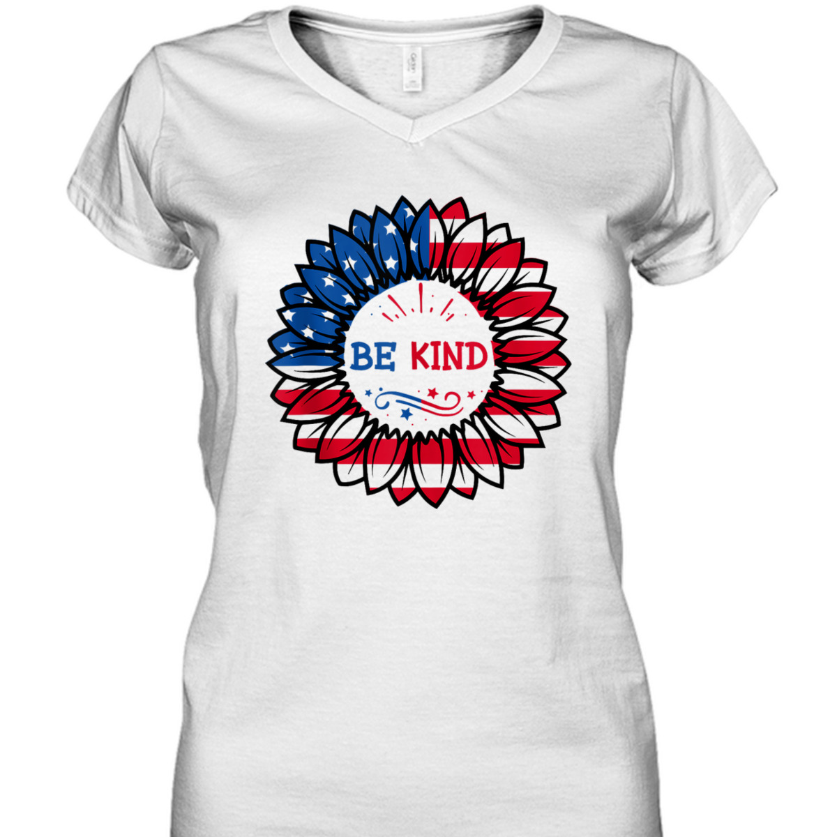 4th Of July Be Kind Sunflower Red White And Blue Gifts T-Shirt