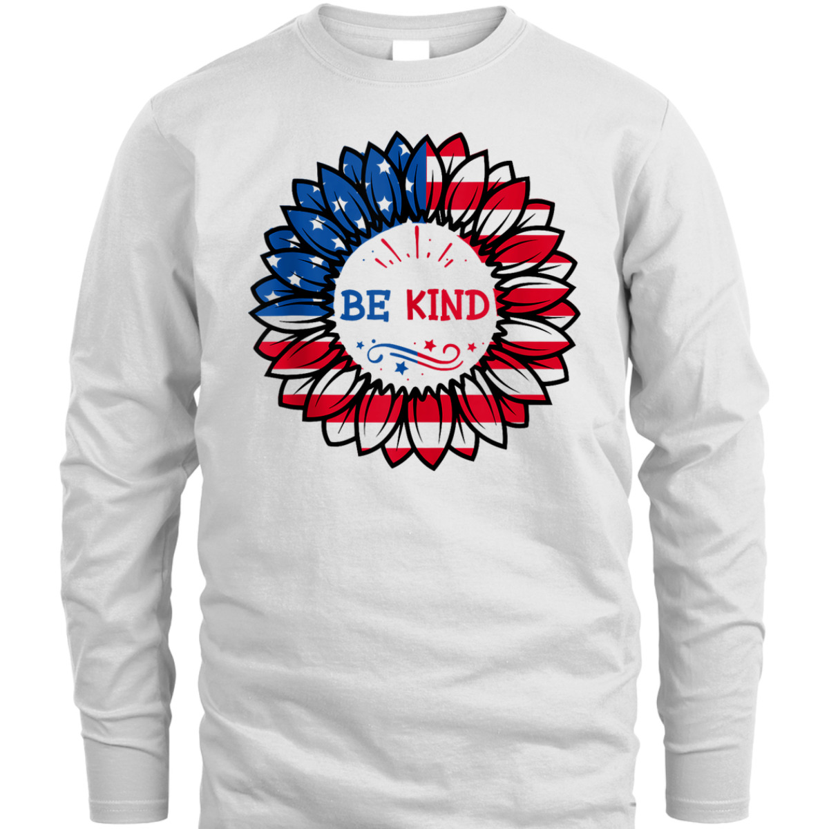 4th Of July Be Kind Sunflower Red White And Blue Gifts T-Shirt