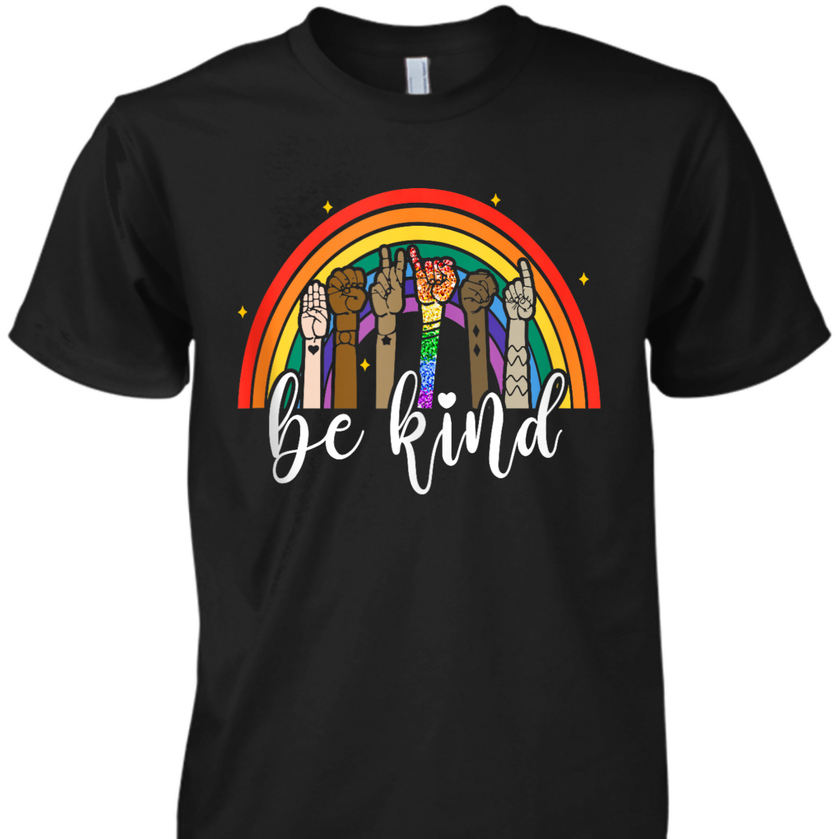 Be Kind Rainbow Sign Language Hand LGBT Gay Les Pride ASL T-Shirt Be Kind Rainbow Sign Language Hand LGBT Gay Les Pride ASL T-Shirt