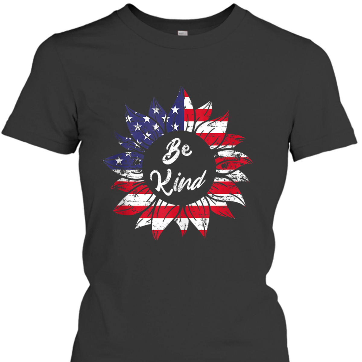 4th Of July Be Kind Sunflower Red White And Blue USA Patriot T-Shirt