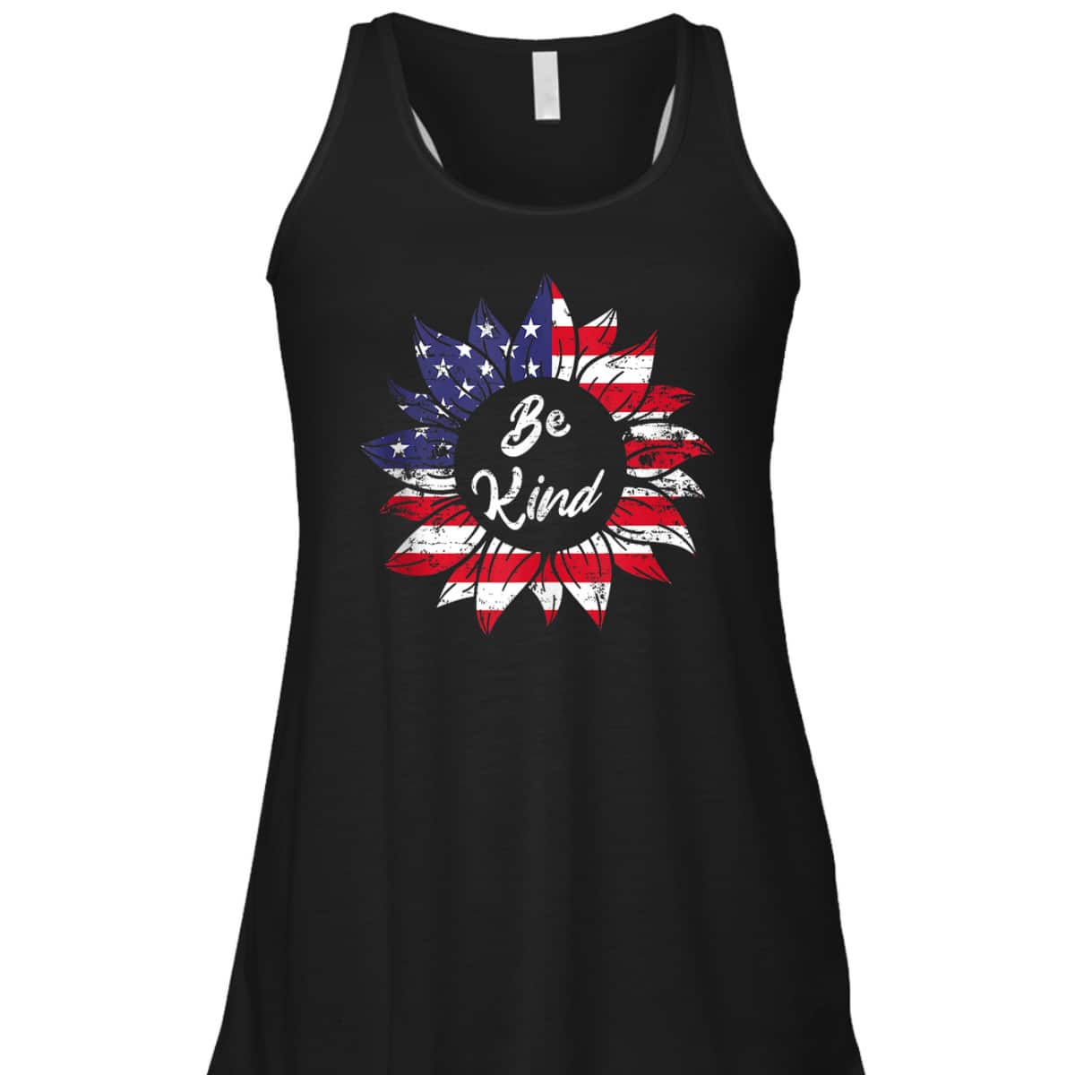 4th Of July Be Kind Sunflower Red White And Blue USA Patriot T-Shirt