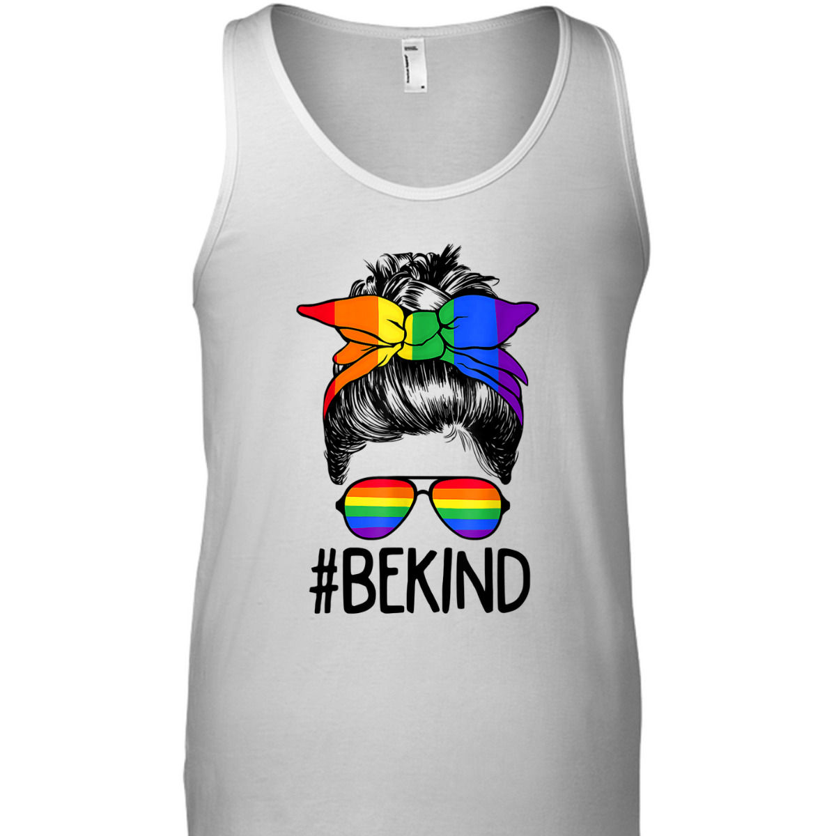 LGBTQ Be Kind Messy Bun Gay Pride LGBT Ally Rainbow Flag T-Shirt LGBTQ Be Kind Messy Bun Gay Pride LGBT Ally Rainbow Flag T-Shirt
