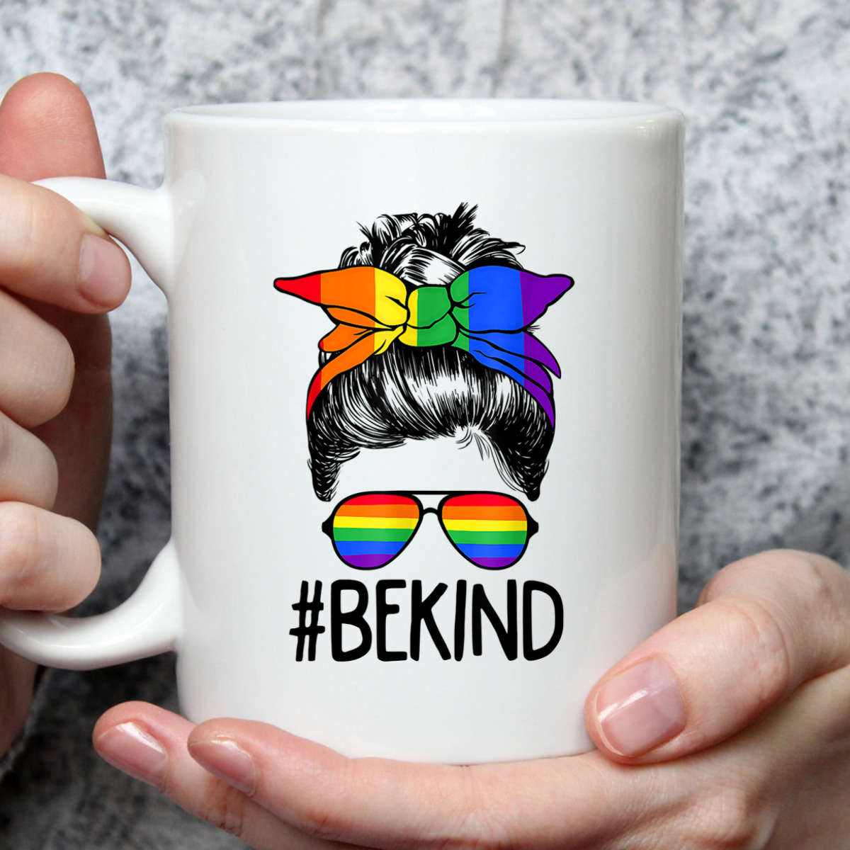 LGBTQ Be Kind Messy Bun Gay Pride LGBT Ally Rainbow Flag T-Shirt LGBTQ Be Kind Messy Bun Gay Pride LGBT Ally Rainbow Flag T-Shirt