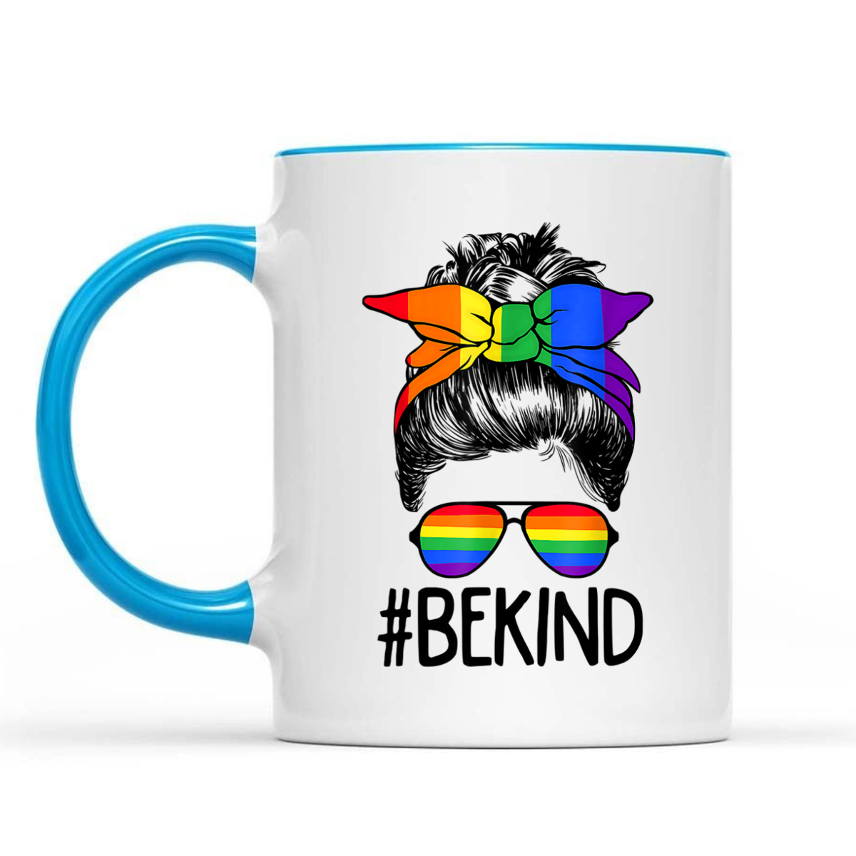 LGBTQ Be Kind Messy Bun Gay Pride LGBT Ally Rainbow Flag T-Shirt