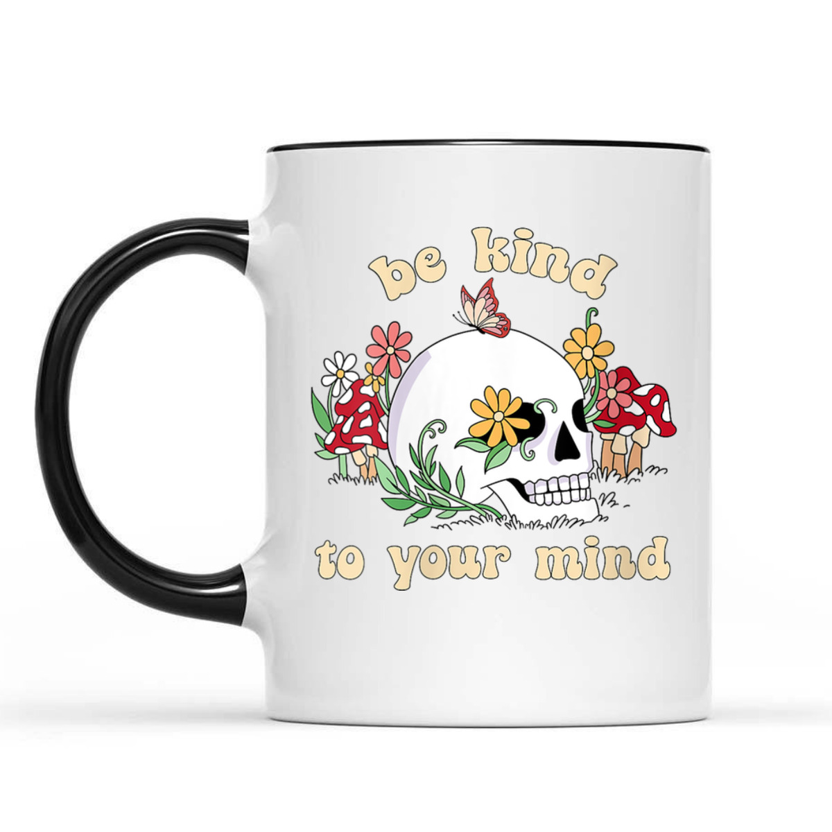 Womens Be Kind To Your Mind Retro Floral Skull Mental Health Matter T-Shirt Womens Be Kind To Your Mind Retro Floral Skull Mental Health Matter T-Shirt