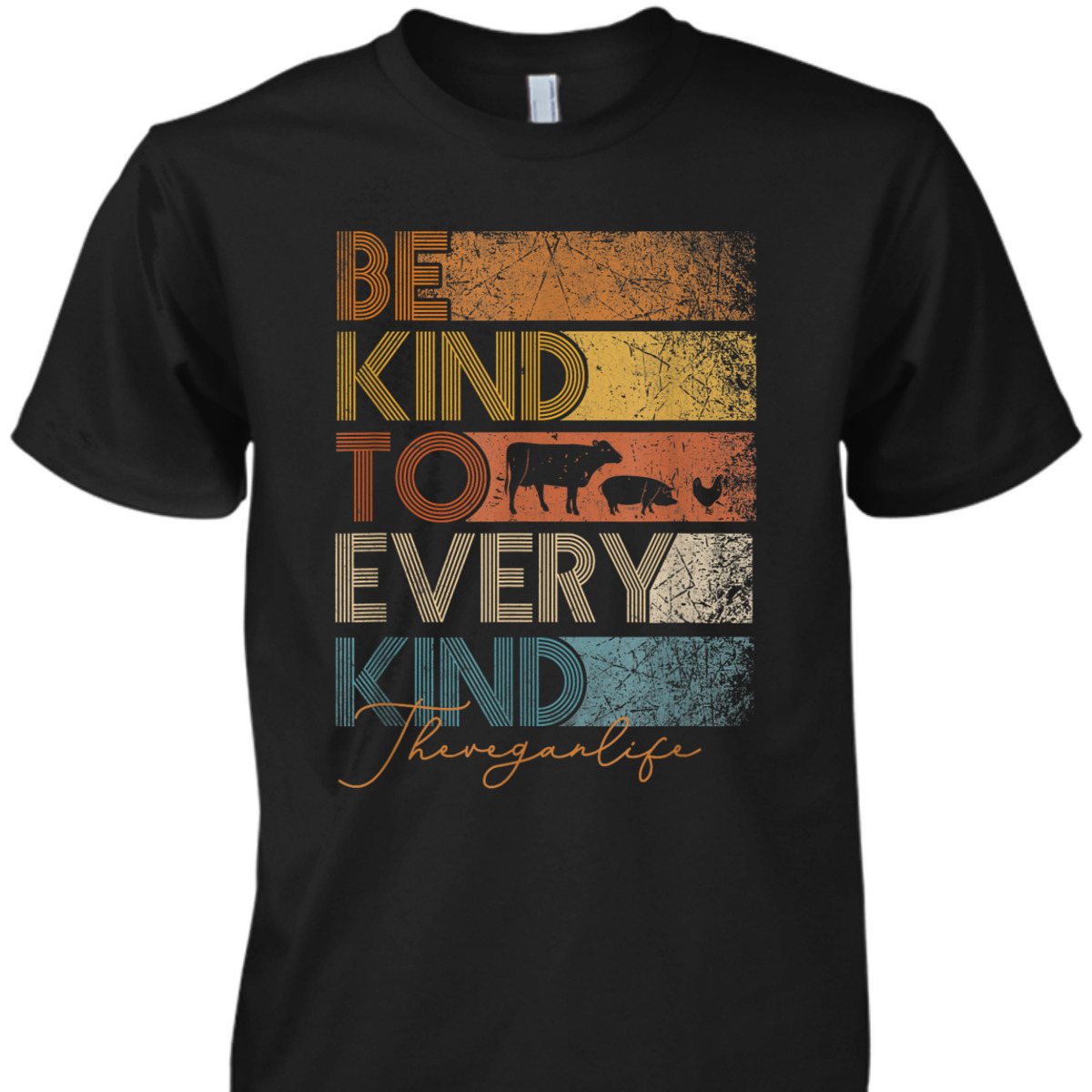 Be Kind To Every Kind Retro, 70's Vegan Life T-Shirt