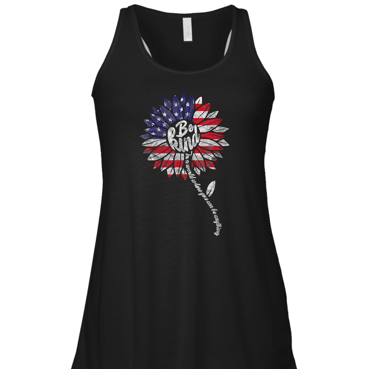 Womens 4th Of July Be Kind Sunflower Red White And Blue T-Shirt