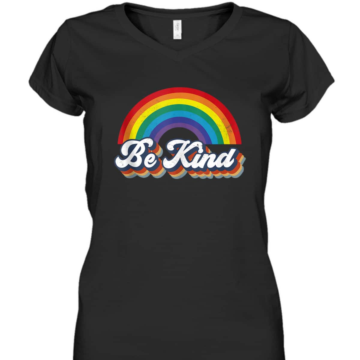 Be Kind Ally Rainbow Flag Retro LGBT Pride Month T-Shirt