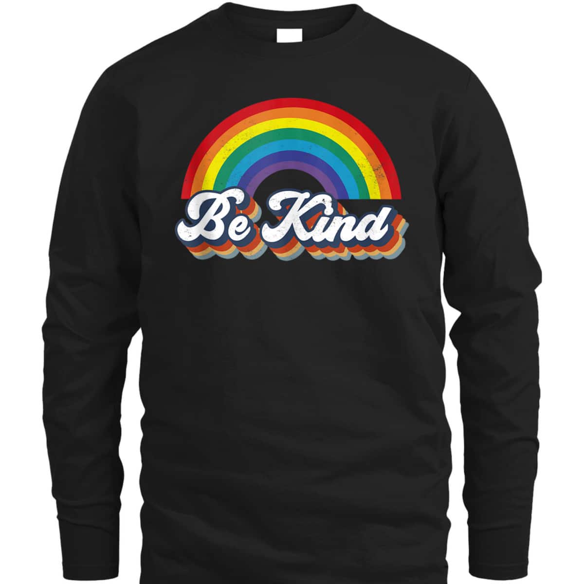 Be Kind Ally Rainbow Flag Retro LGBT Pride Month T-Shirt