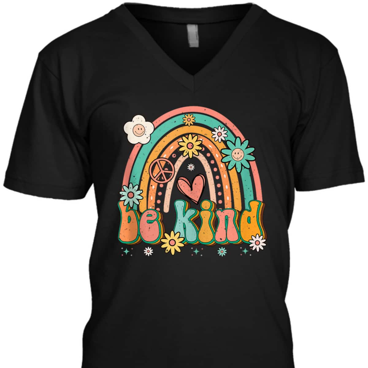 Be Kind Rainbow Retro Groovy Flowers Hearts Love Gardening T-Shirt Be Kind Rainbow Retro Groovy Flowers Hearts Love Gardening T-Shirt