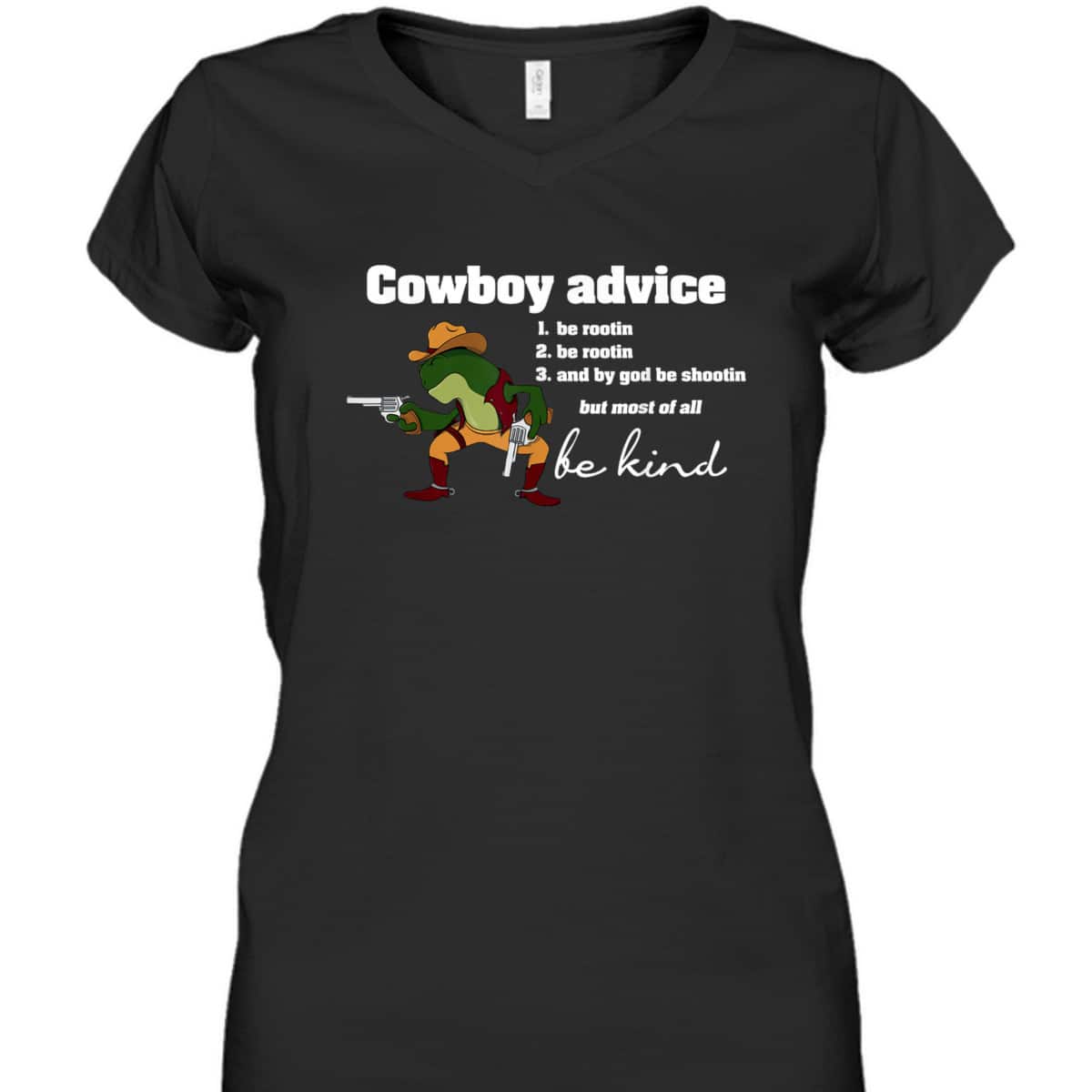 Cowboy Advice Be Kind Funny Frog Motivation T-Shirt