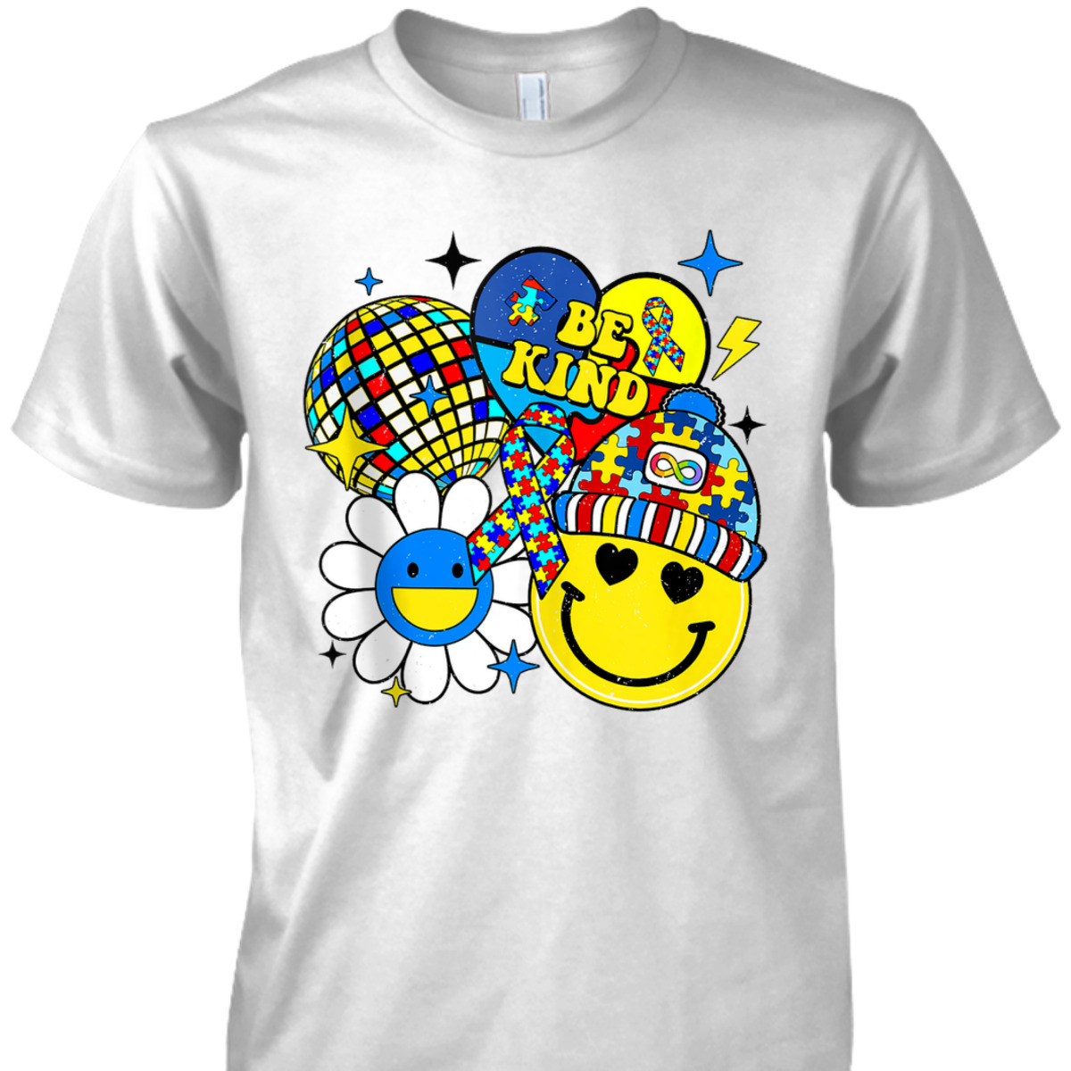 Be Kind Autism Awareness Positive Vibes Puzzle Mental Health T-Shirt Be Kind Autism Awareness Positive Vibes Puzzle Mental Health T-Shirt