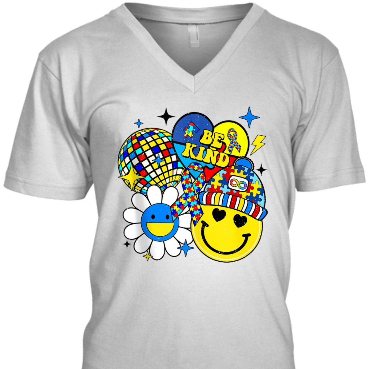 Be Kind Autism Awareness Positive Vibes Puzzle Mental Health T-Shirt Be Kind Autism Awareness Positive Vibes Puzzle Mental Health T-Shirt