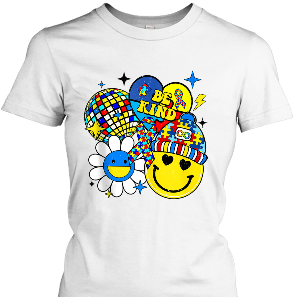 Be Kind Autism Awareness Positive Vibes Puzzle Mental Health T-Shirt Be Kind Autism Awareness Positive Vibes Puzzle Mental Health T-Shirt