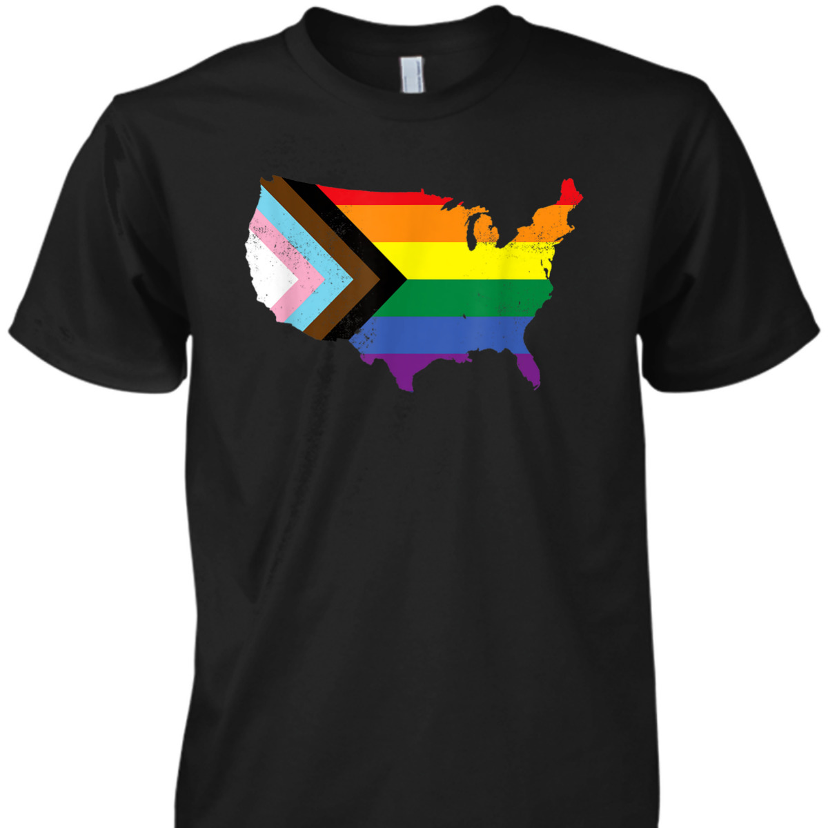 Progress Pride Flag USA LGBTQ Equality Gay Bi Pride July 4th T-Shirt