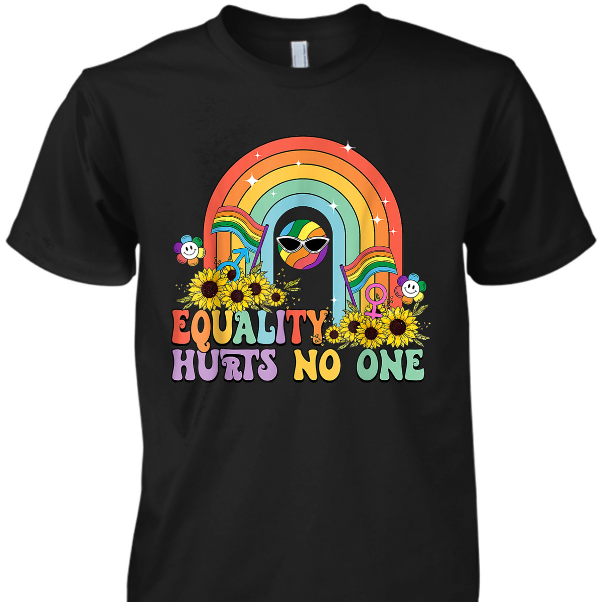 Equality Hurts No One Feminist Rainbow LGBT Human Rights T-Shirt