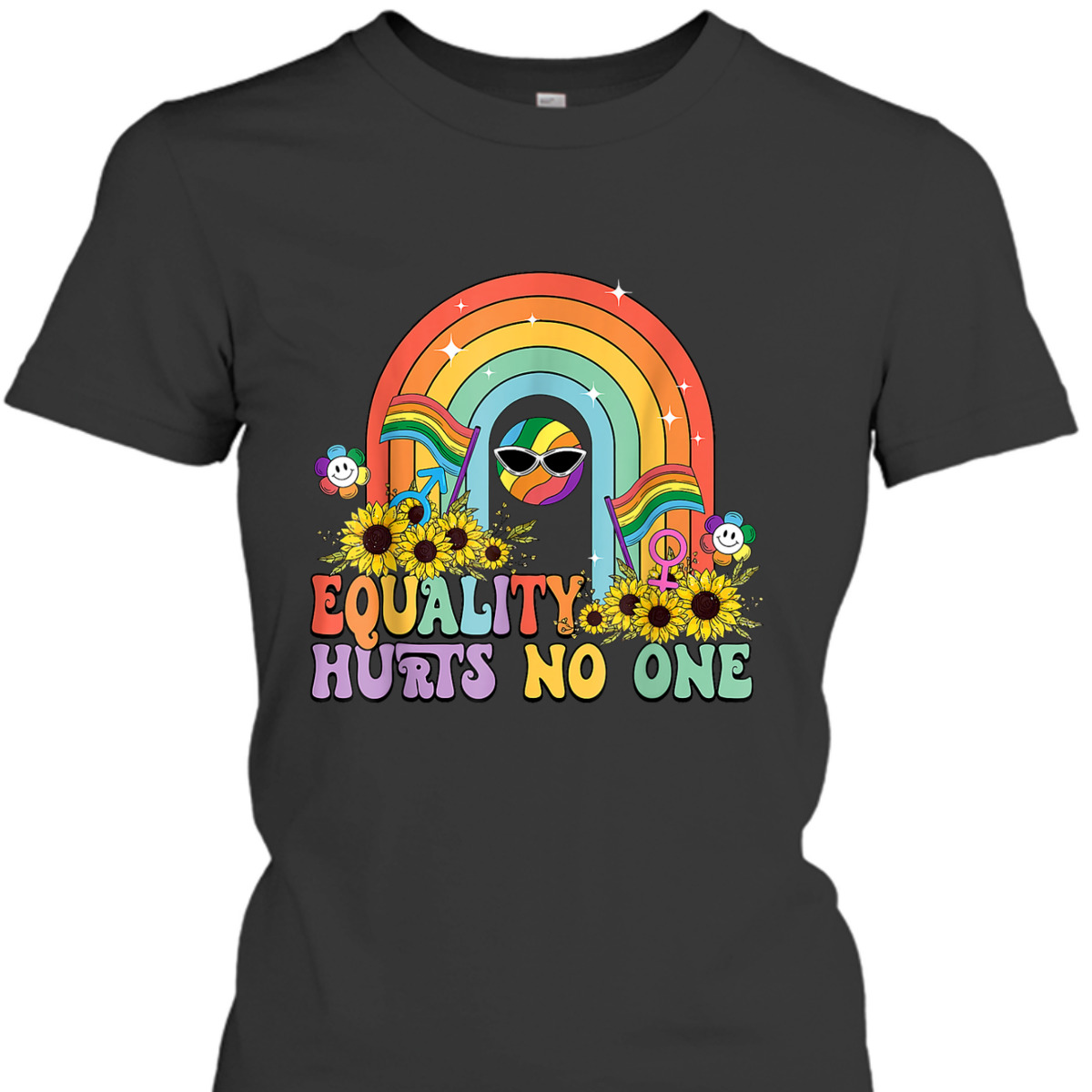 Equality Hurts No One Feminist Rainbow LGBT Human Rights T-Shirt