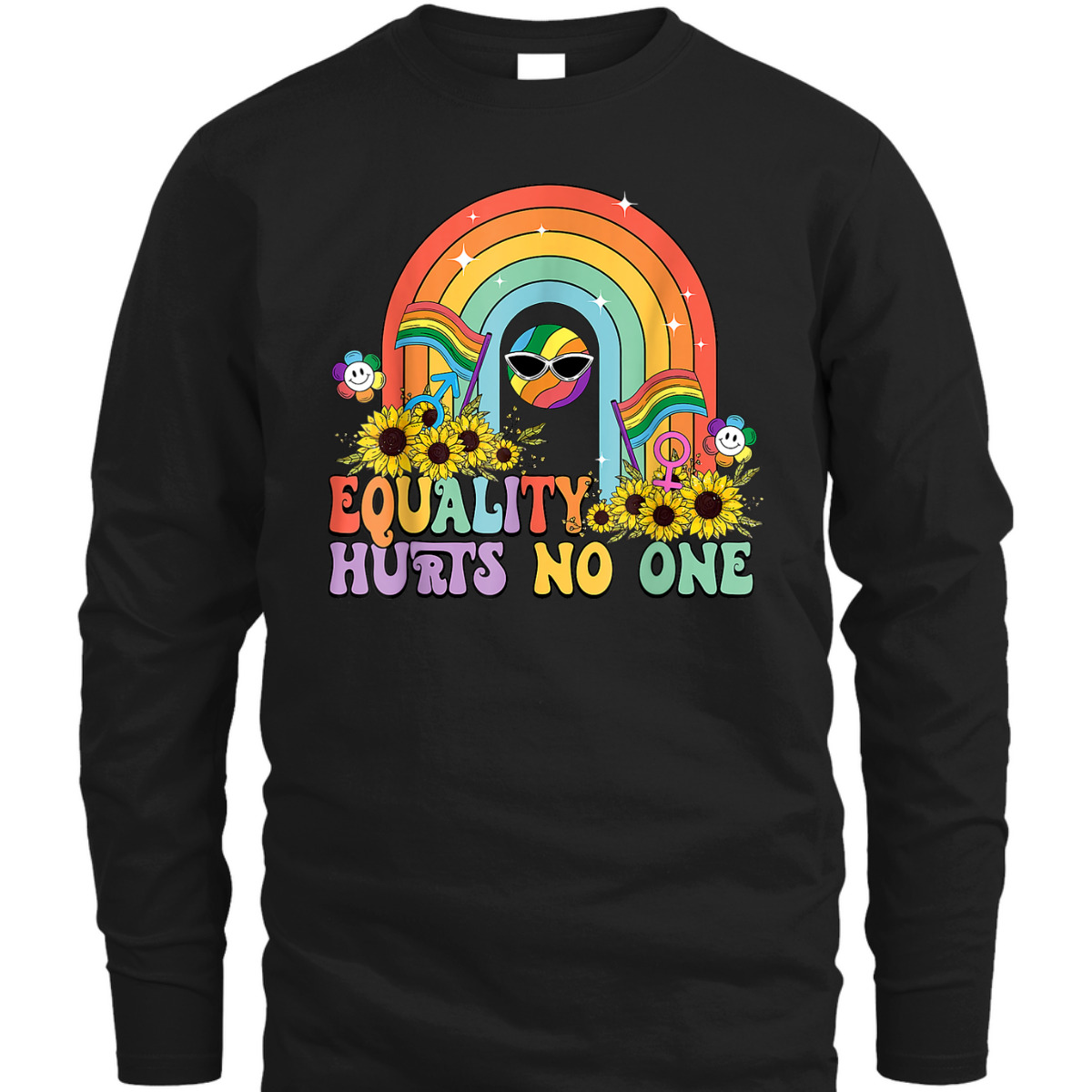 Equality Hurts No One Feminist Rainbow LGBT Human Rights T-Shirt