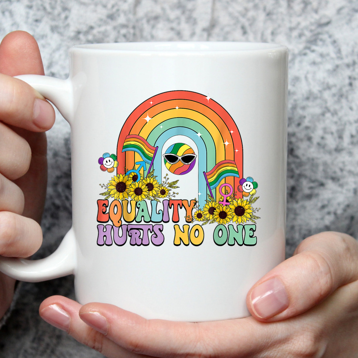 Equality Hurts No One Feminist Rainbow LGBT Human Rights T-Shirt