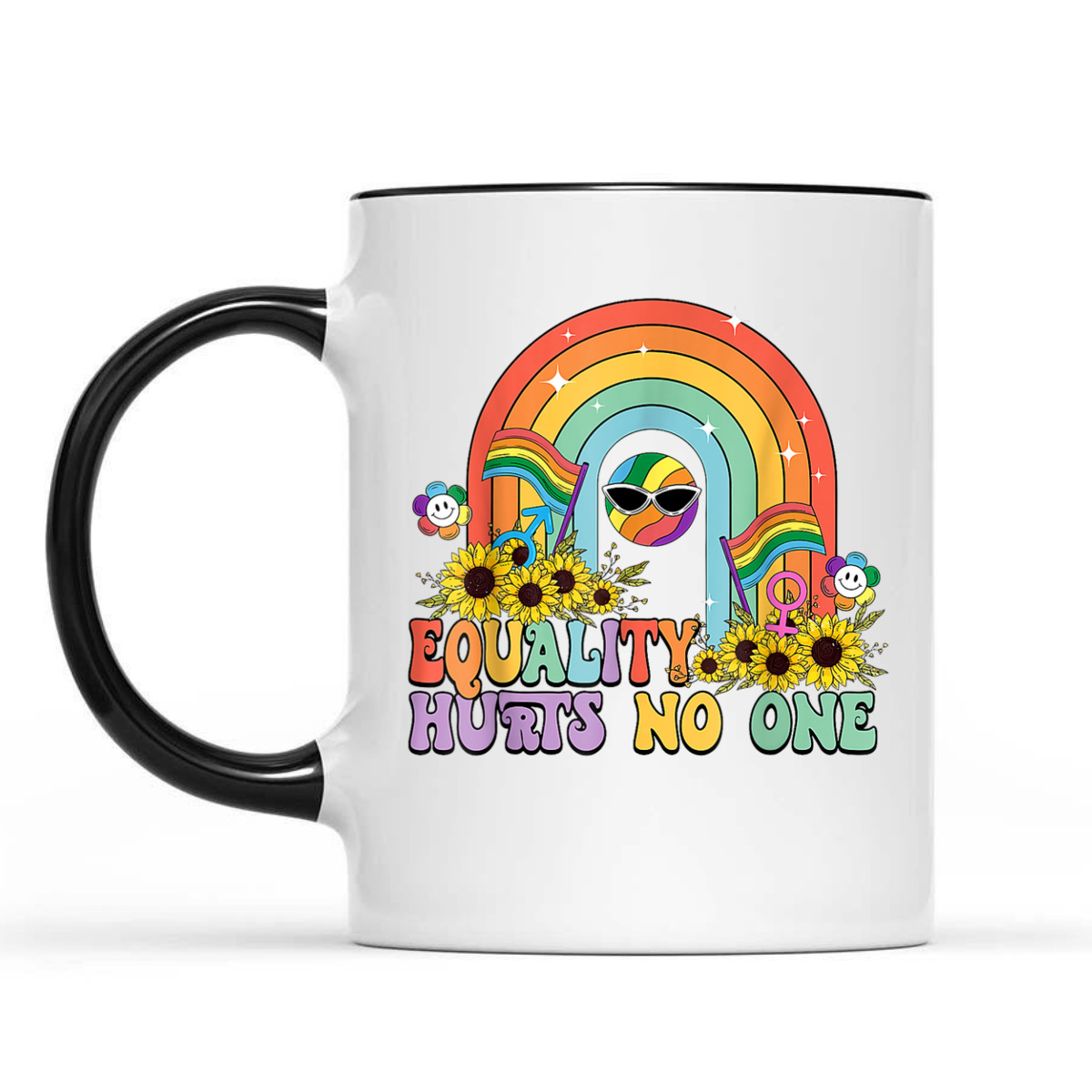 Equality Hurts No One Feminist Rainbow LGBT Human Rights T-Shirt