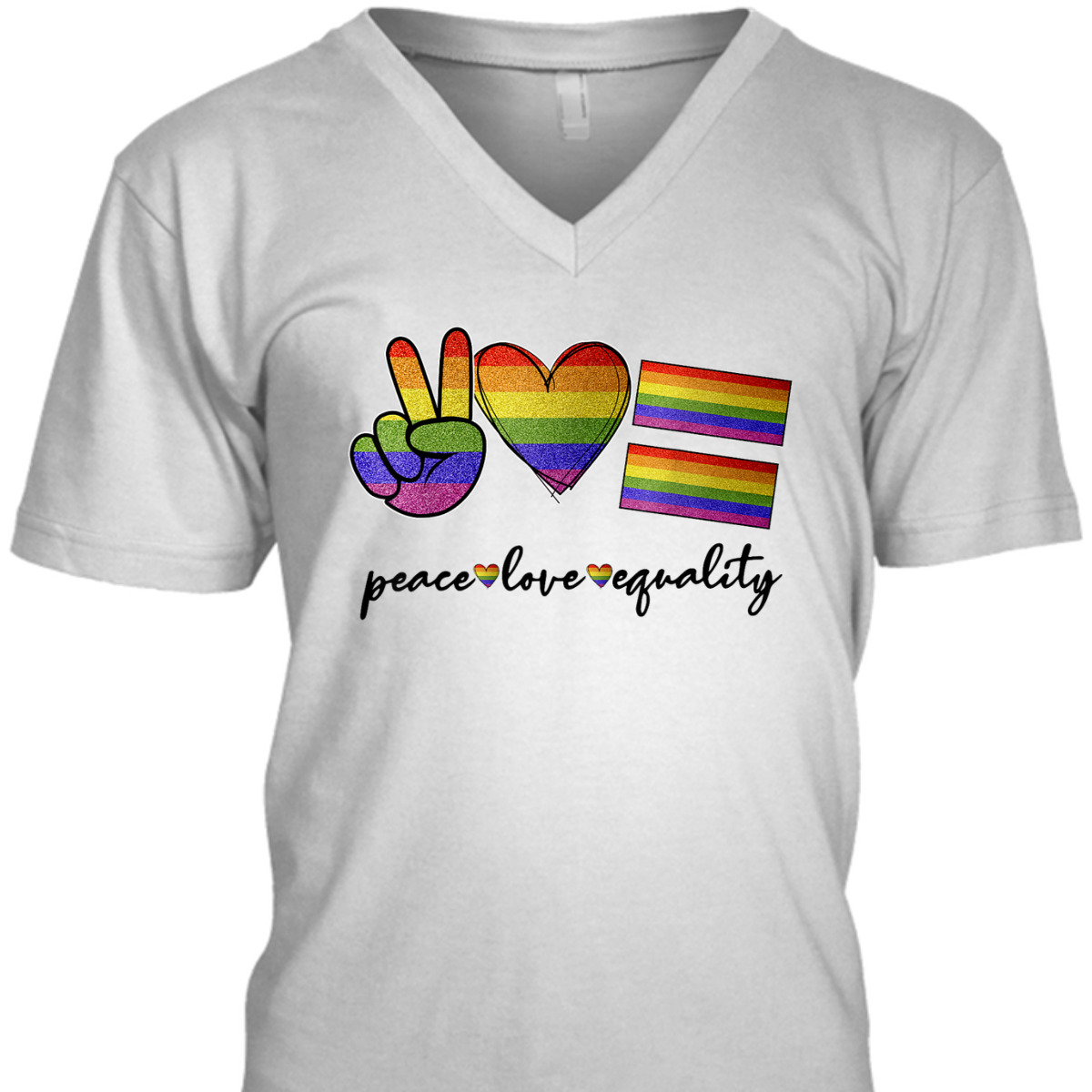 Peace Love Equality Rainbow Flag LGBT Gay Pride Month T-Shirt