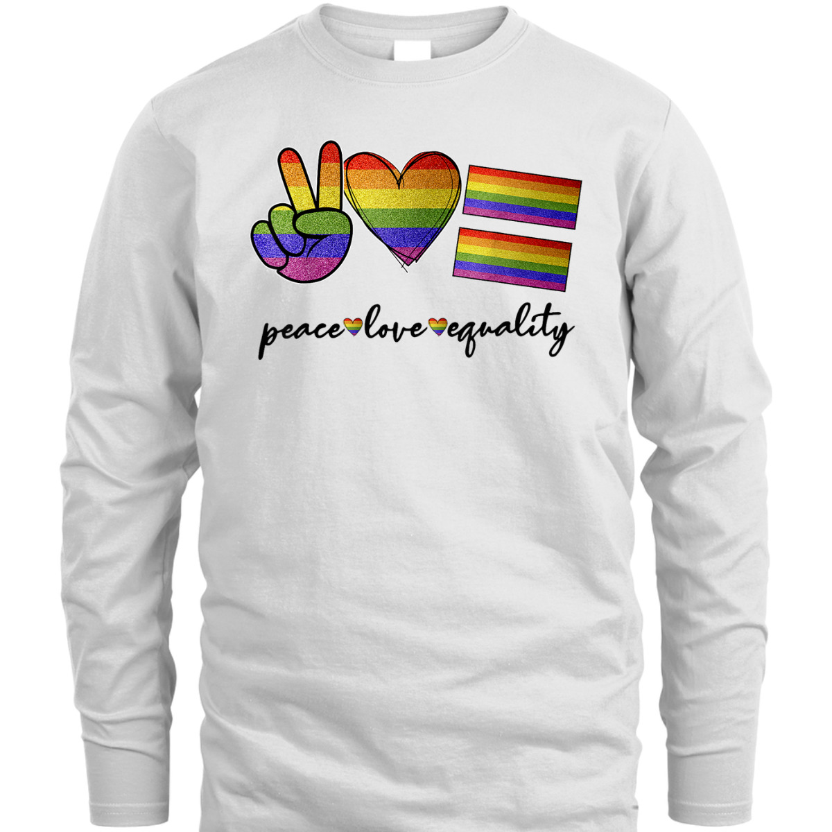 Peace Love Equality Rainbow Flag LGBT Gay Pride Month T-Shirt
