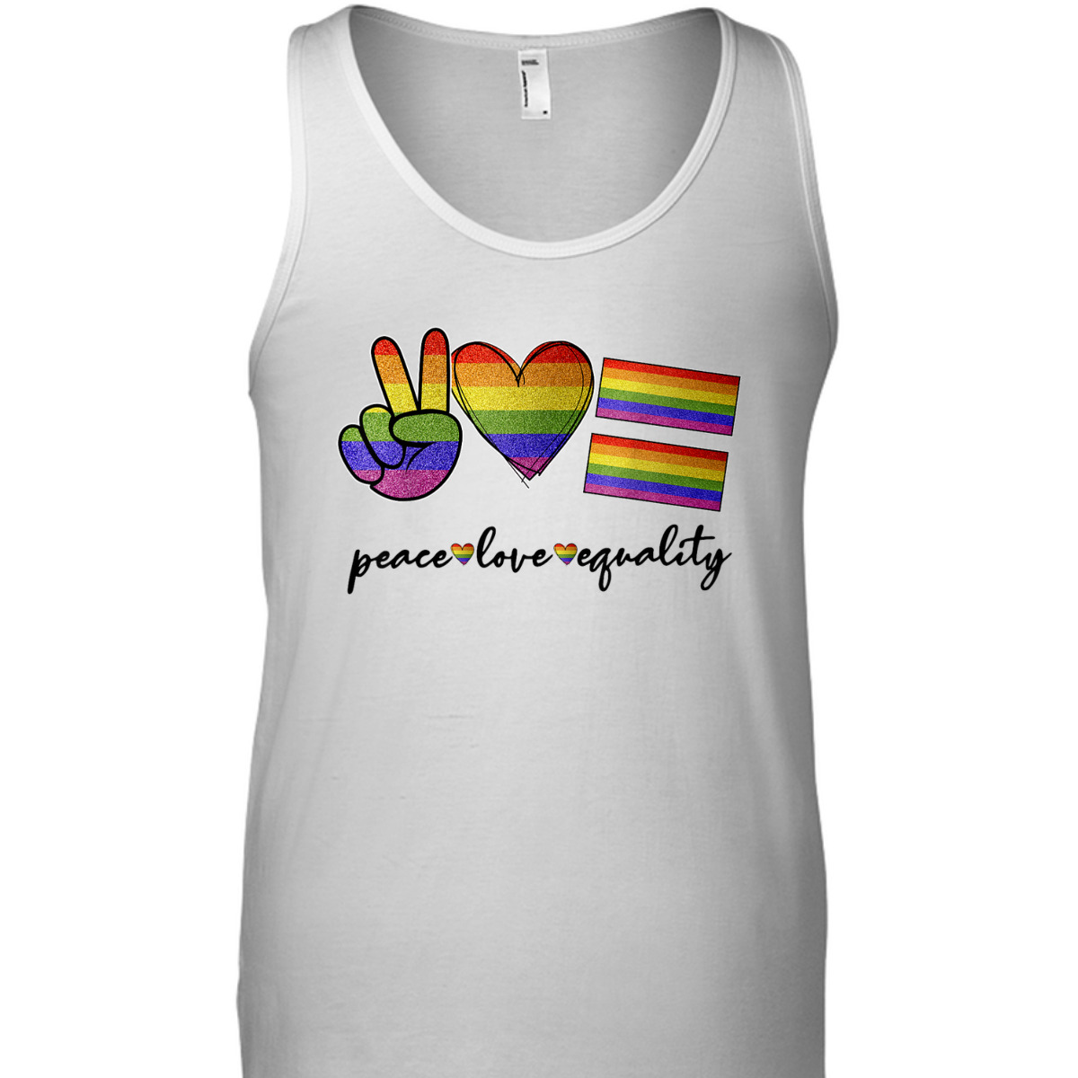Peace Love Equality Rainbow Flag LGBT Gay Pride Month T-Shirt