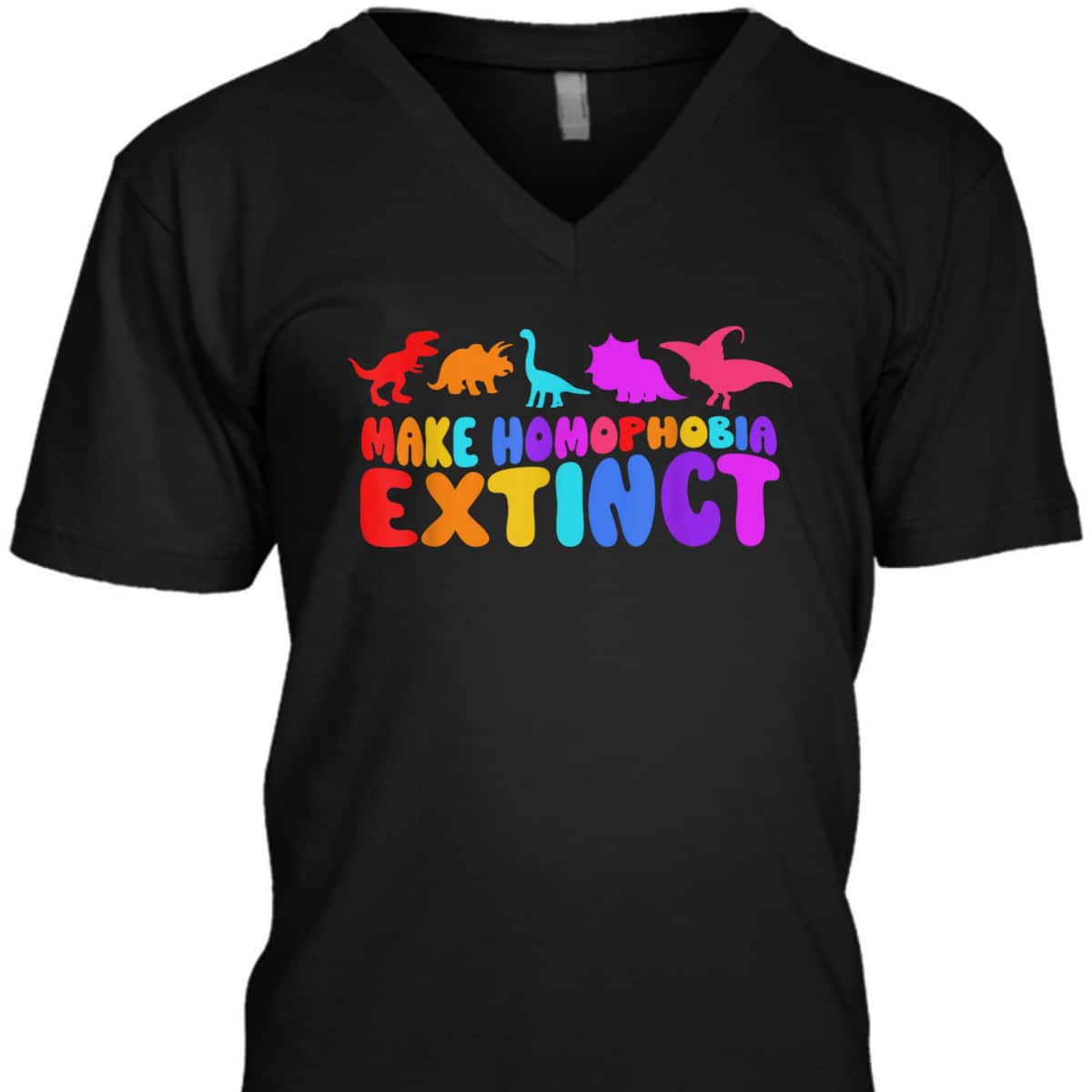 Make Homophobia Extinct LGBT Pride Equality Rainbow Dinosaur T-Shirt