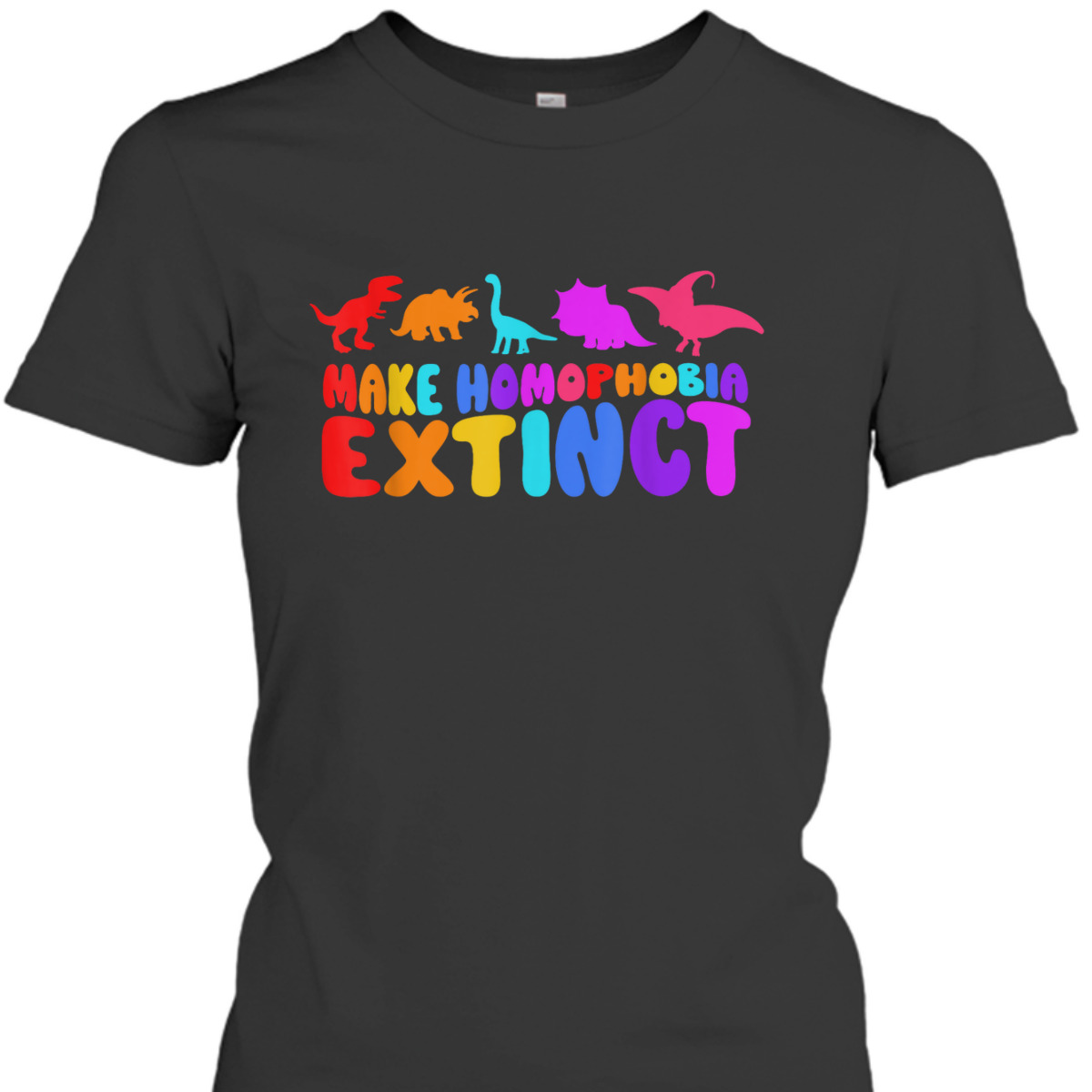 Make Homophobia Extinct LGBT Pride Equality Rainbow Dinosaur T-Shirt