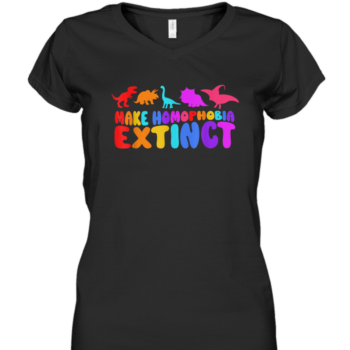 Make Homophobia Extinct LGBT Pride Equality Rainbow Dinosaur T-Shirt