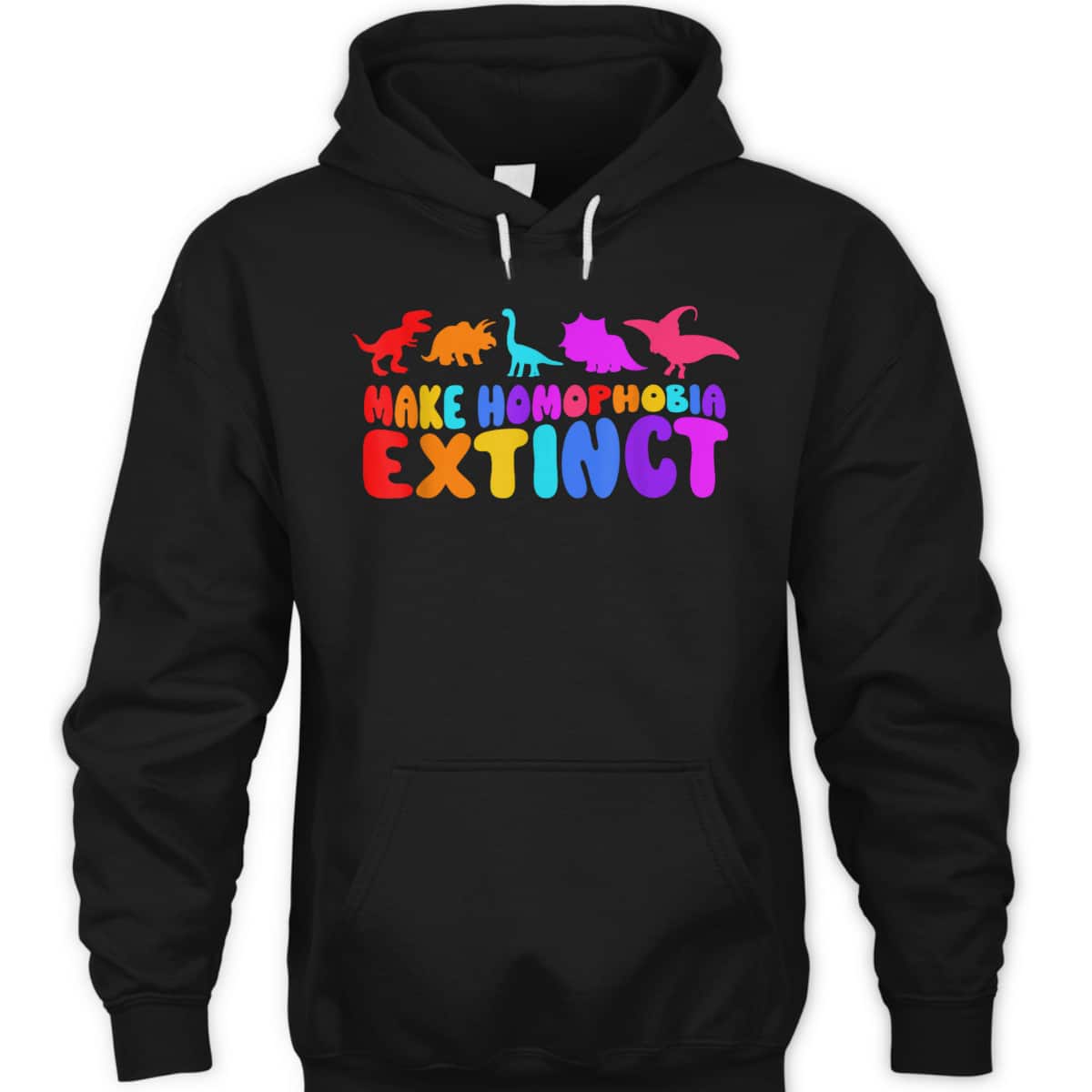 Make Homophobia Extinct LGBT Pride Equality Rainbow Dinosaur T-Shirt