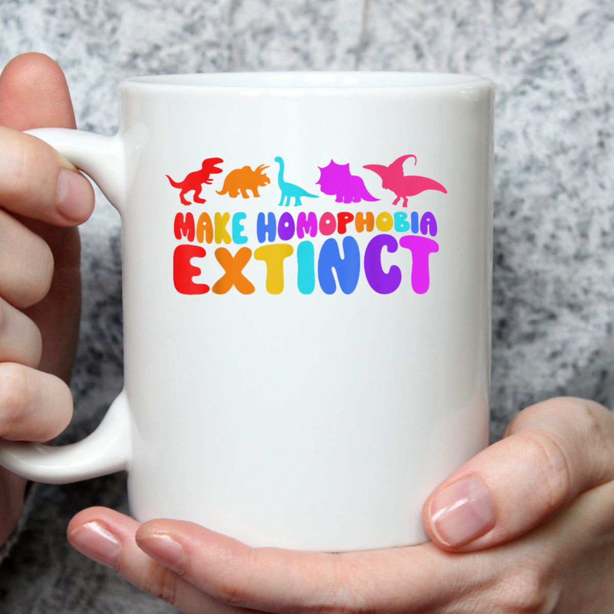 Make Homophobia Extinct LGBT Pride Equality Rainbow Dinosaur T-Shirt
