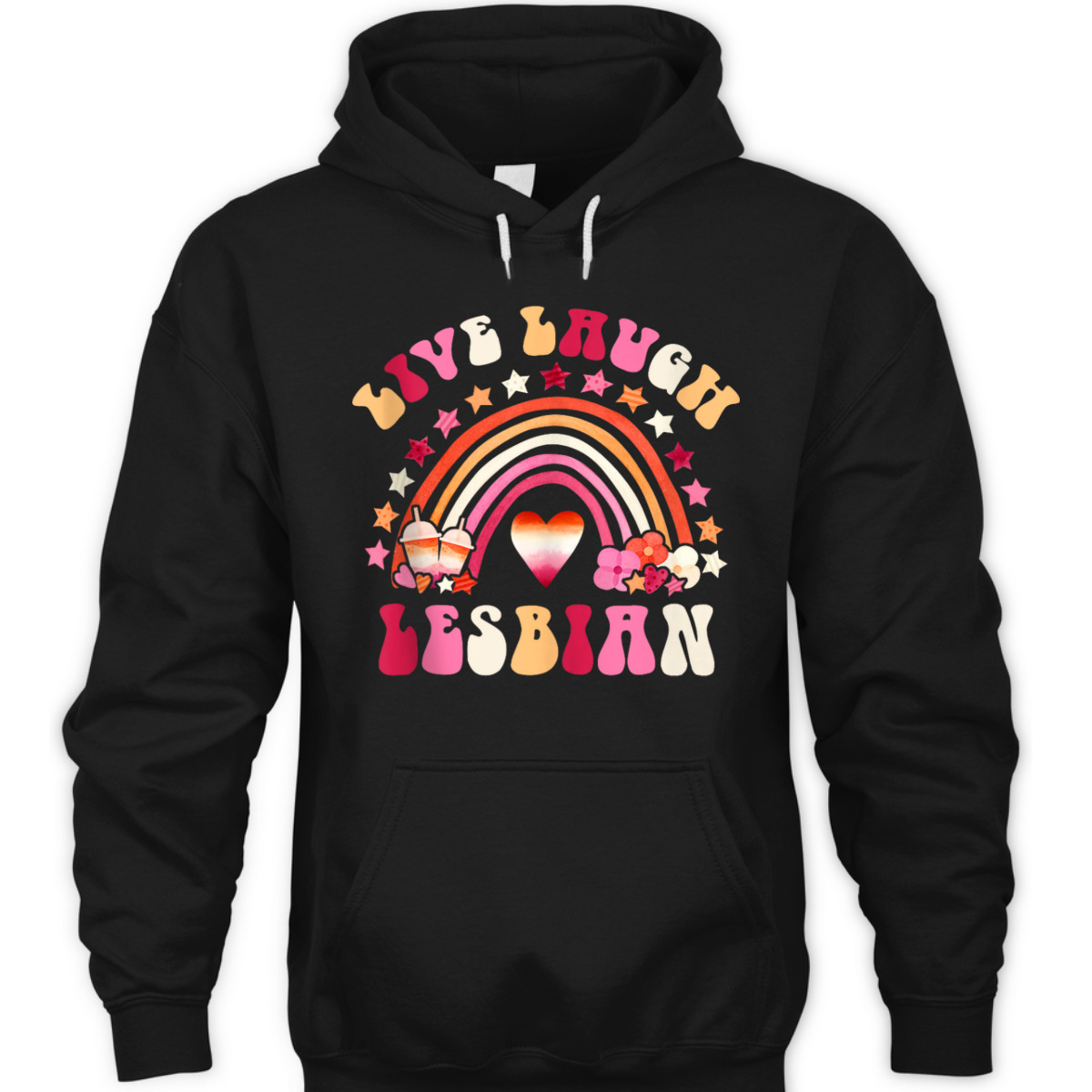 Live Laugh Lesbian Pride Month LGBTQ Equality Retro Groovy T-Shirt