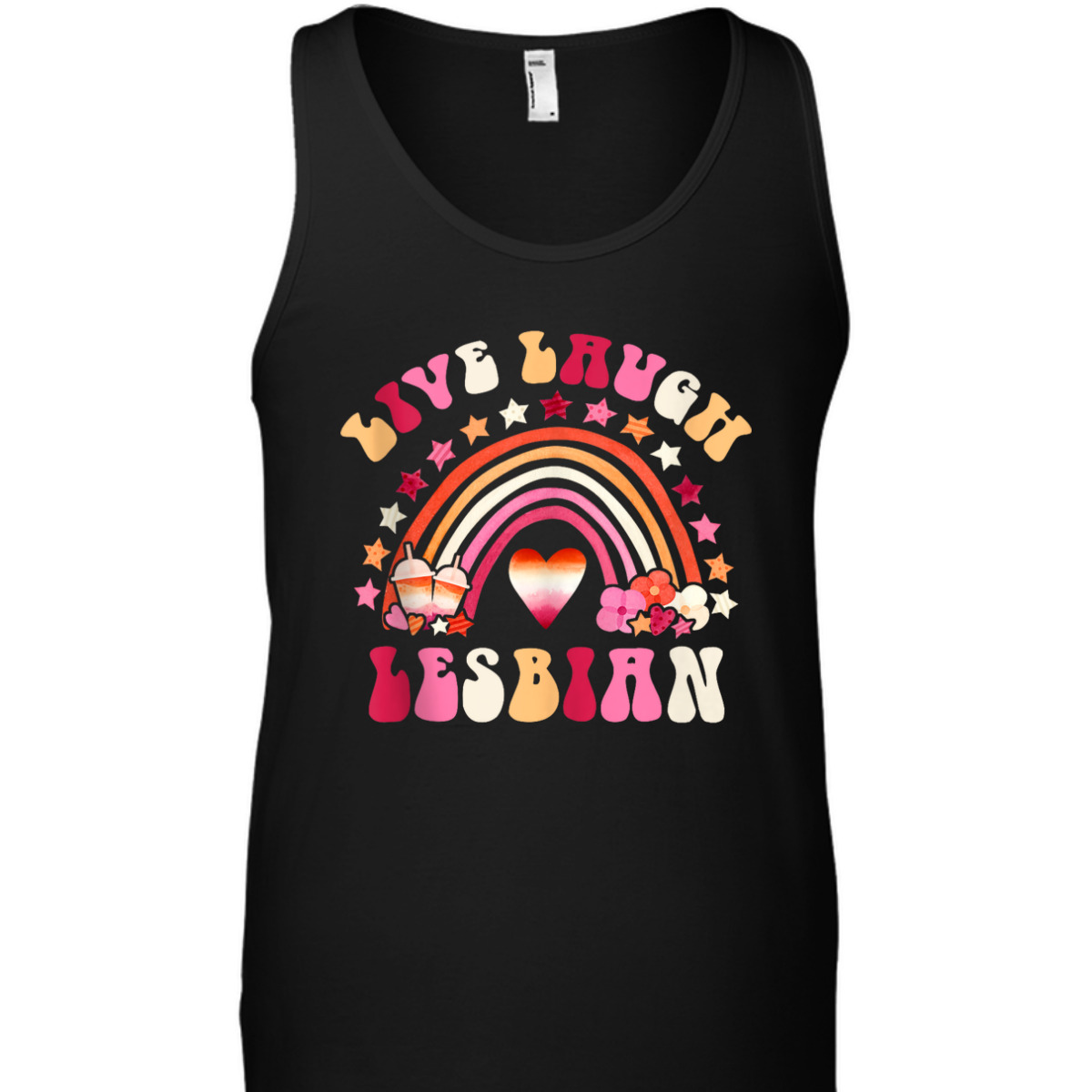 Live Laugh Lesbian Pride Month LGBTQ Equality Retro Groovy T-Shirt