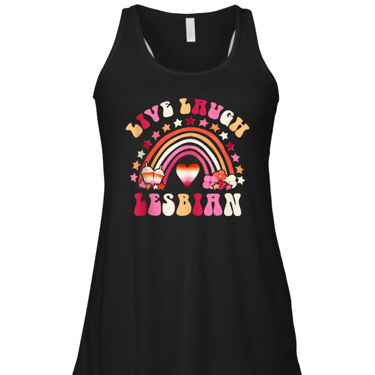 Live Laugh Lesbian Pride Month LGBTQ Equality Retro Groovy T-Shirt