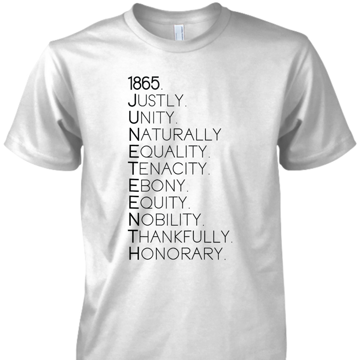 1865 Juneteenth Justly Unity Naturally Equality Tenacity T-Shirt