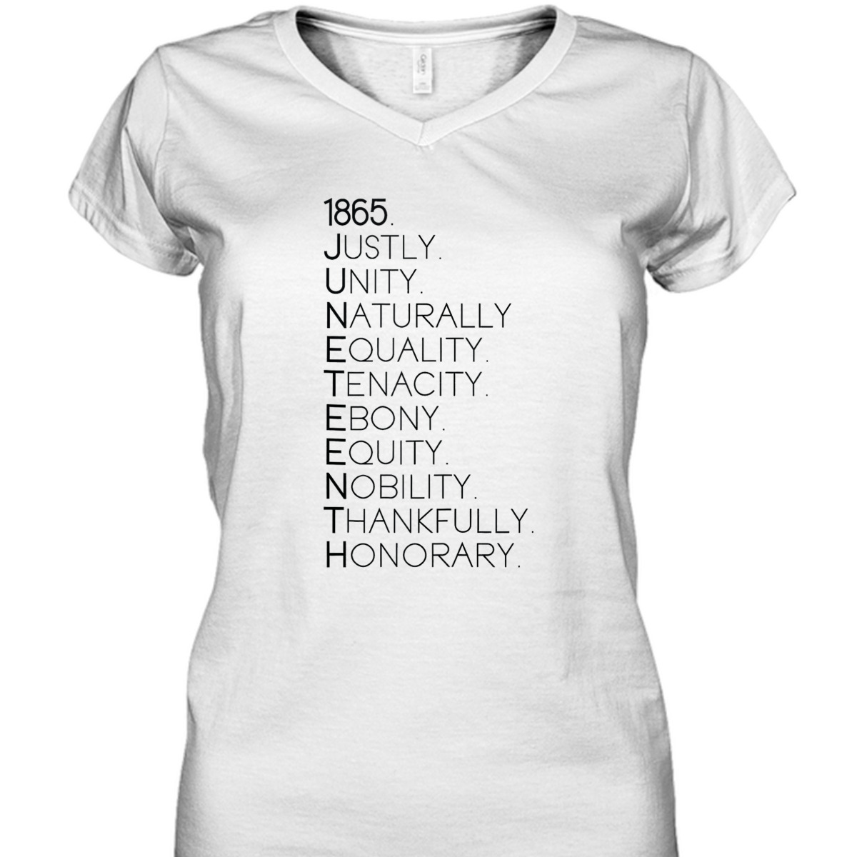 1865 Juneteenth Justly Unity Naturally Equality Tenacity T-Shirt