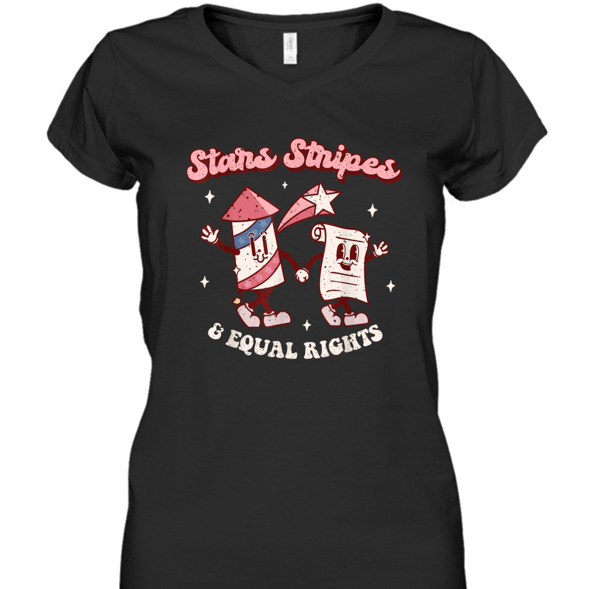 Stars Stripes & Equal Rights 4th Of July Retro Groovy T-Shirt