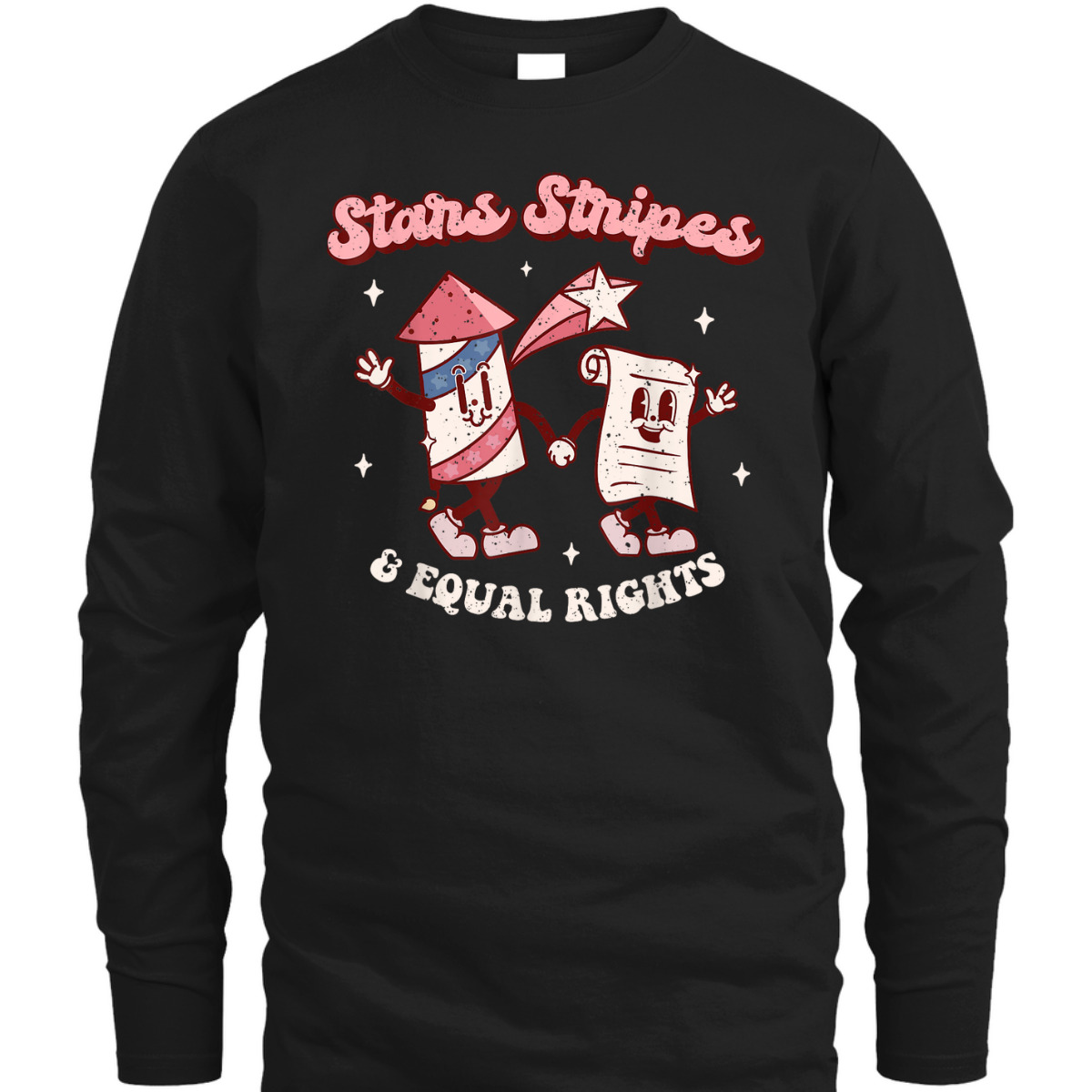 Stars Stripes & Equal Rights 4th Of July Retro Groovy T-Shirt