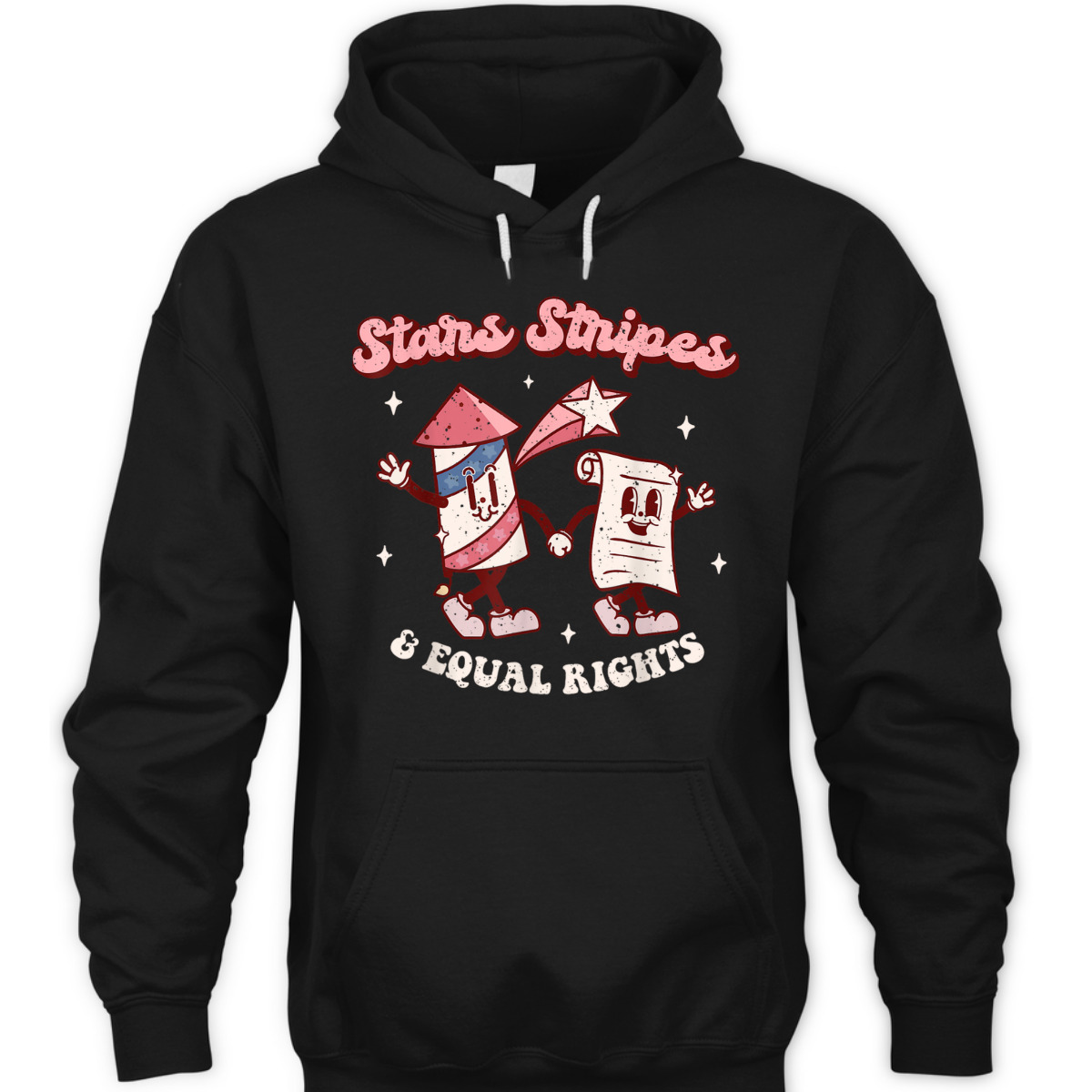 Stars Stripes & Equal Rights 4th Of July Retro Groovy T-Shirt